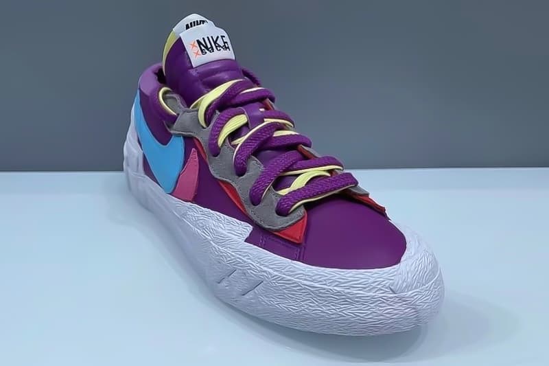 KAWS sacai Nike Blazer Low Purple Blue Pink Yellow White Colorway Sneakers Footwear Shoes Kicks Collaboration