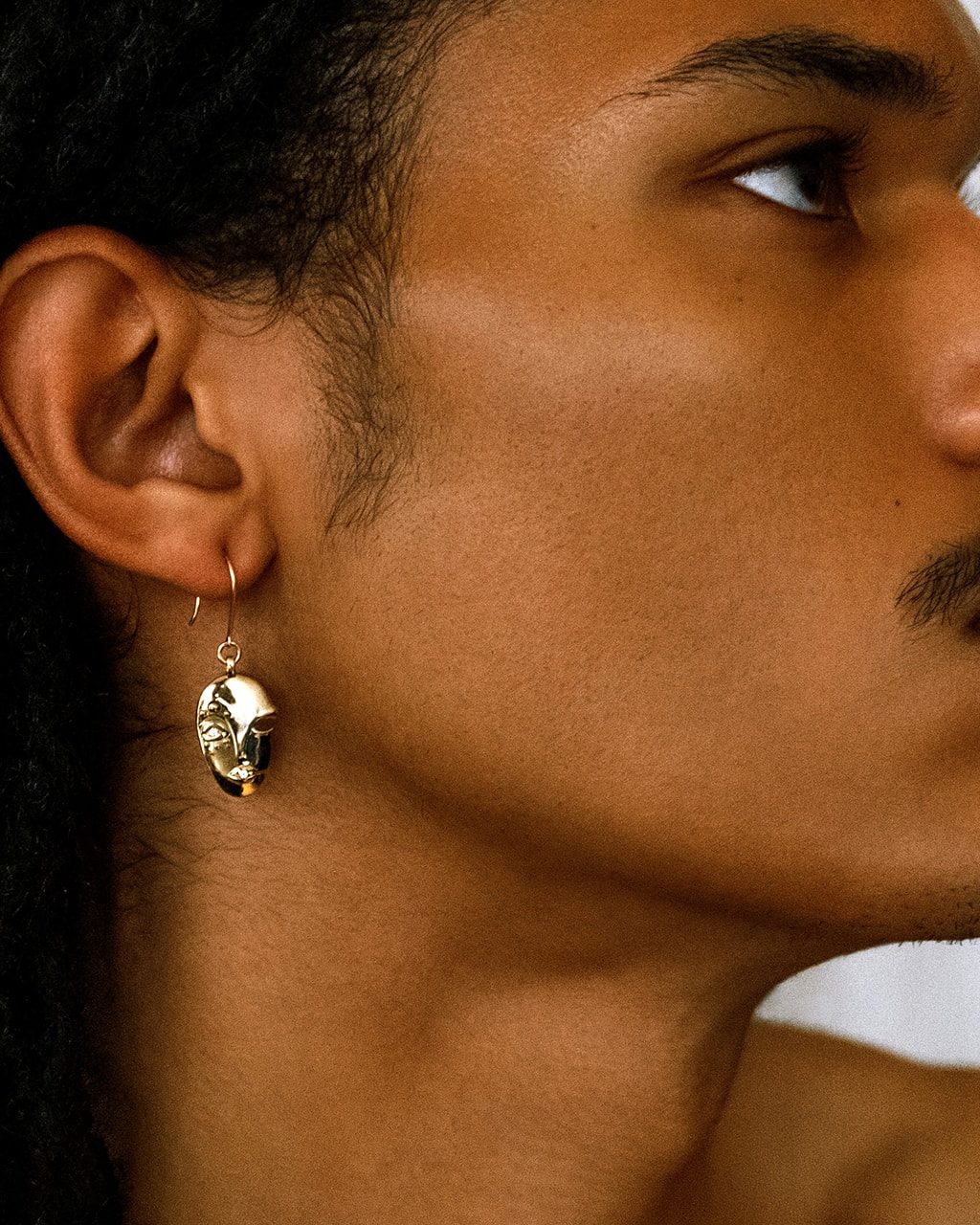 khiry fine collection 18k gold mask earring