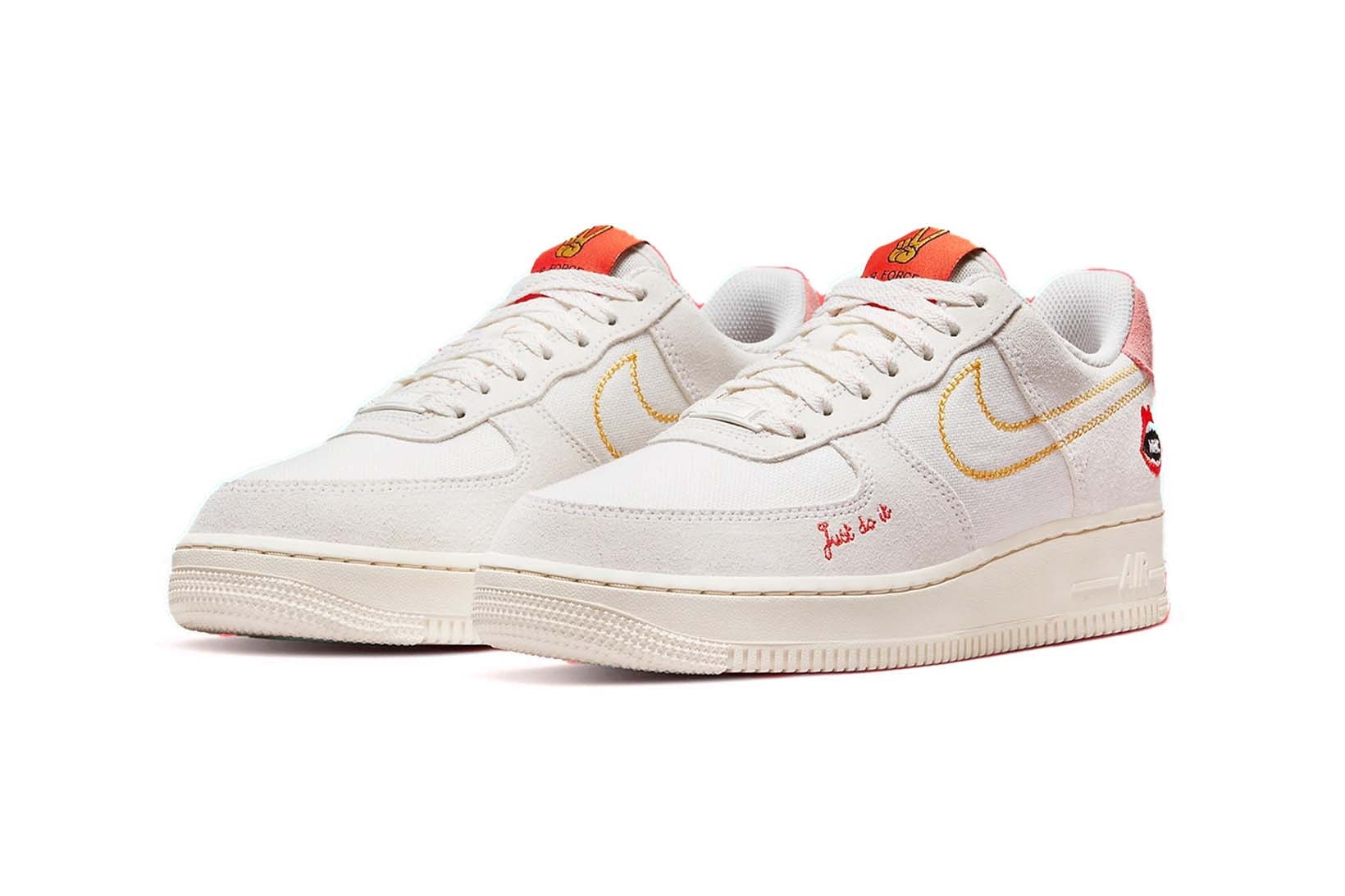 Nike Air Force 1 Low Womens Peace Beige Yellow Pink