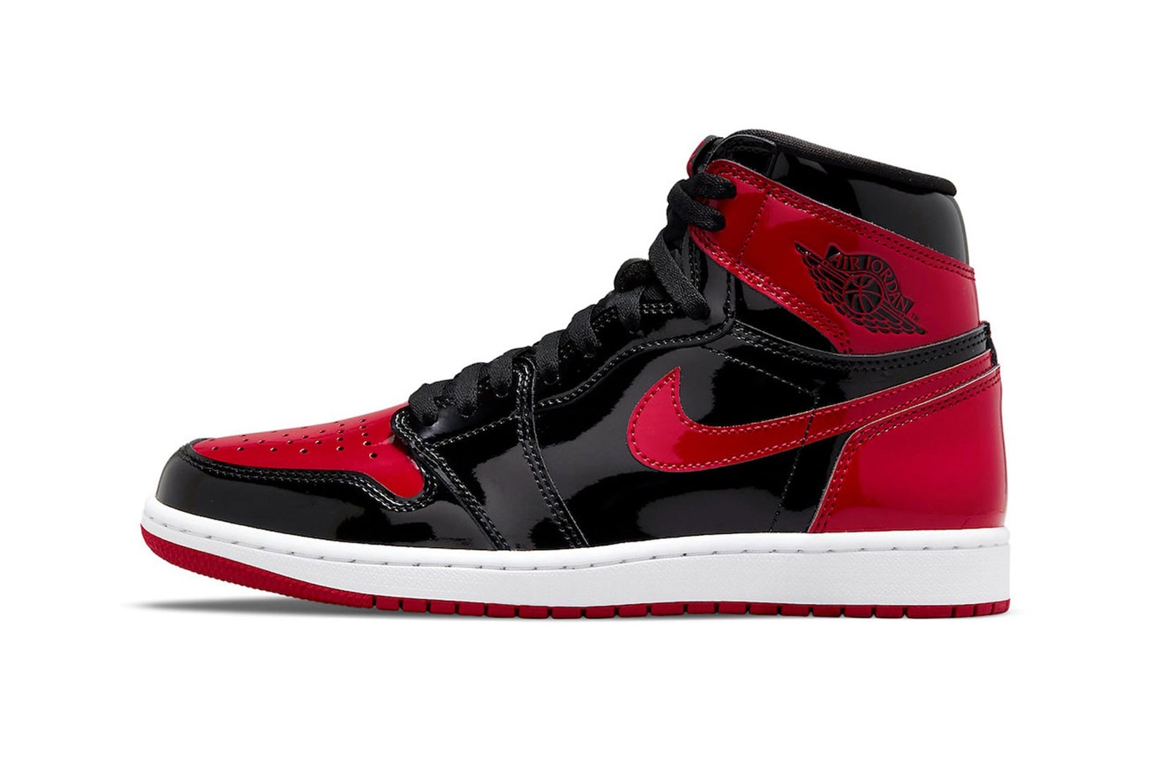 Nike Air Jordan 1 High OG Patent Bred Red Black Sneakers Laterals