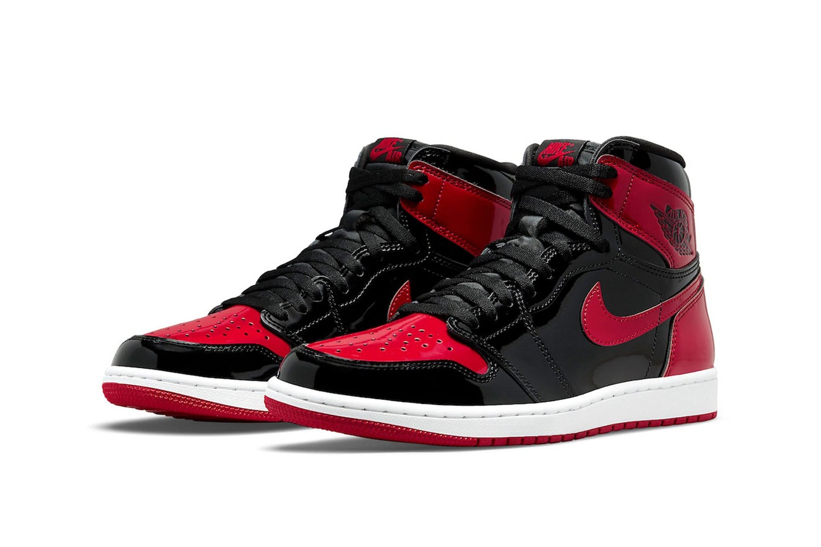 Nike Air Jordan 1 High OG Patent Bred Red Black Sneakers Upper Shoelaces Swoosh