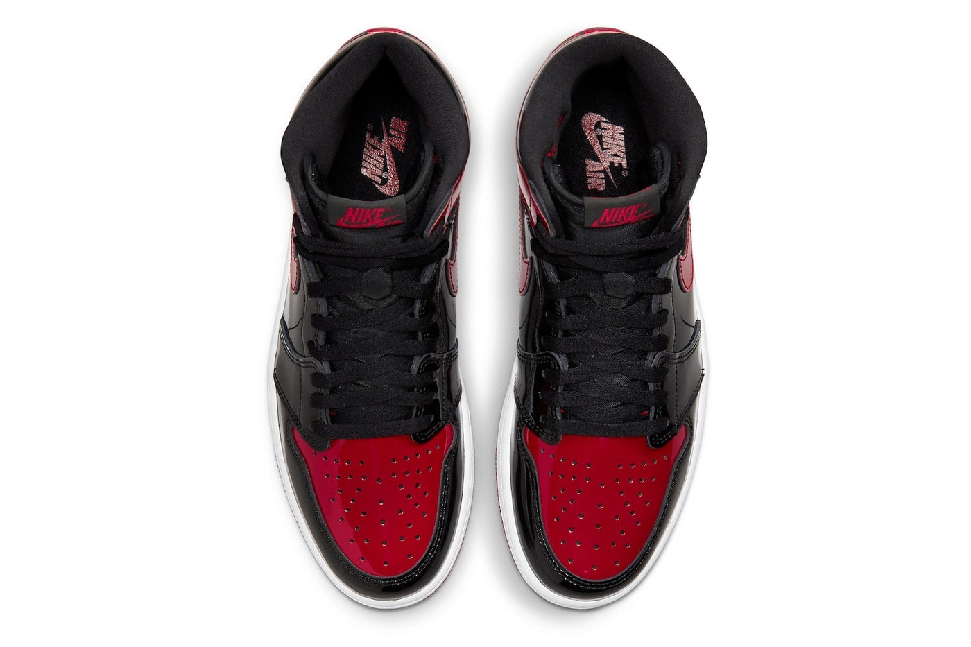 Nike Air Jordan 1 High OG Patent Bred Red Black Upper Toebox Shoelaces