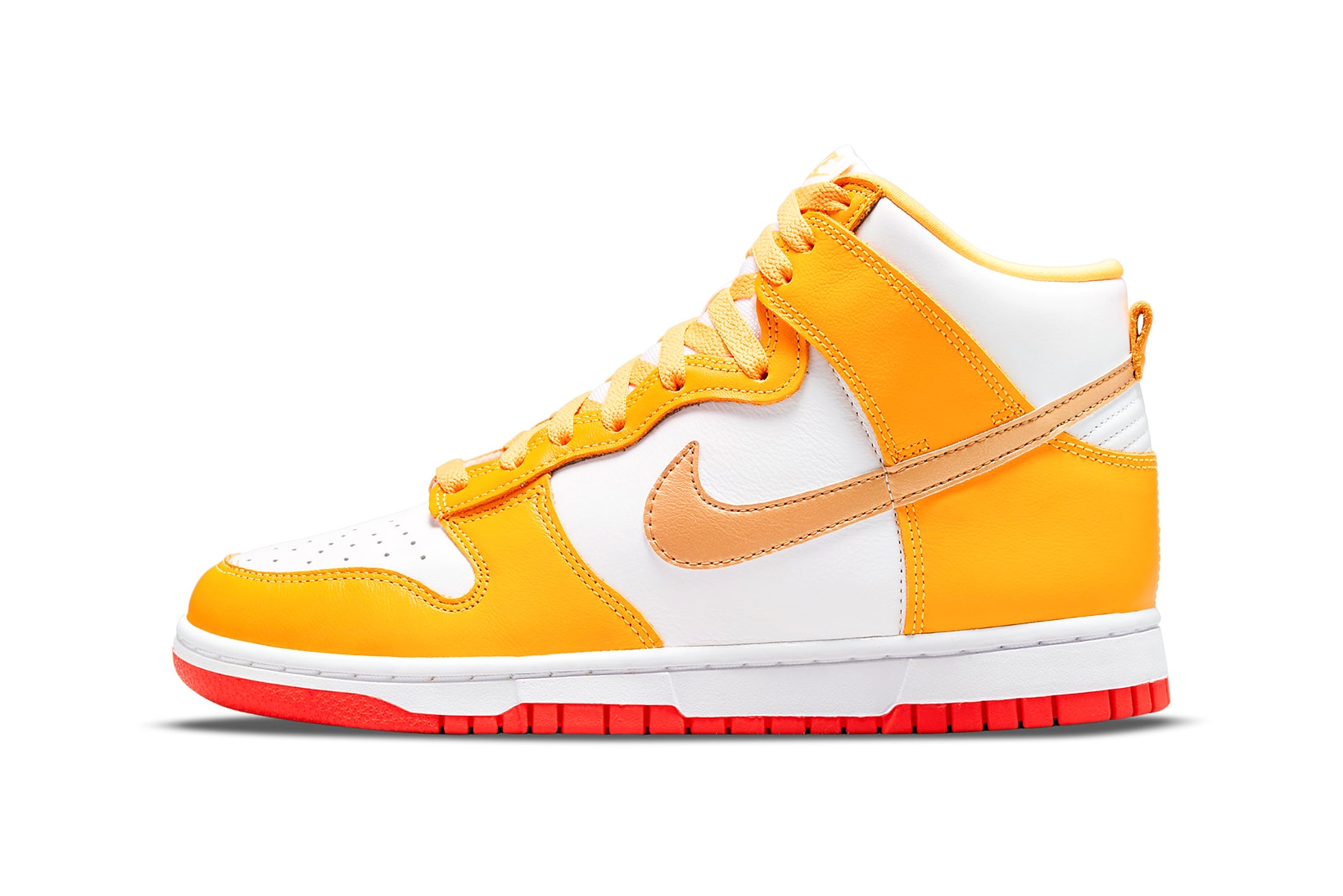 Nike Womens Dunk High University Gold Yellow White Sneakers Footwear Shoes Kicks Lateral