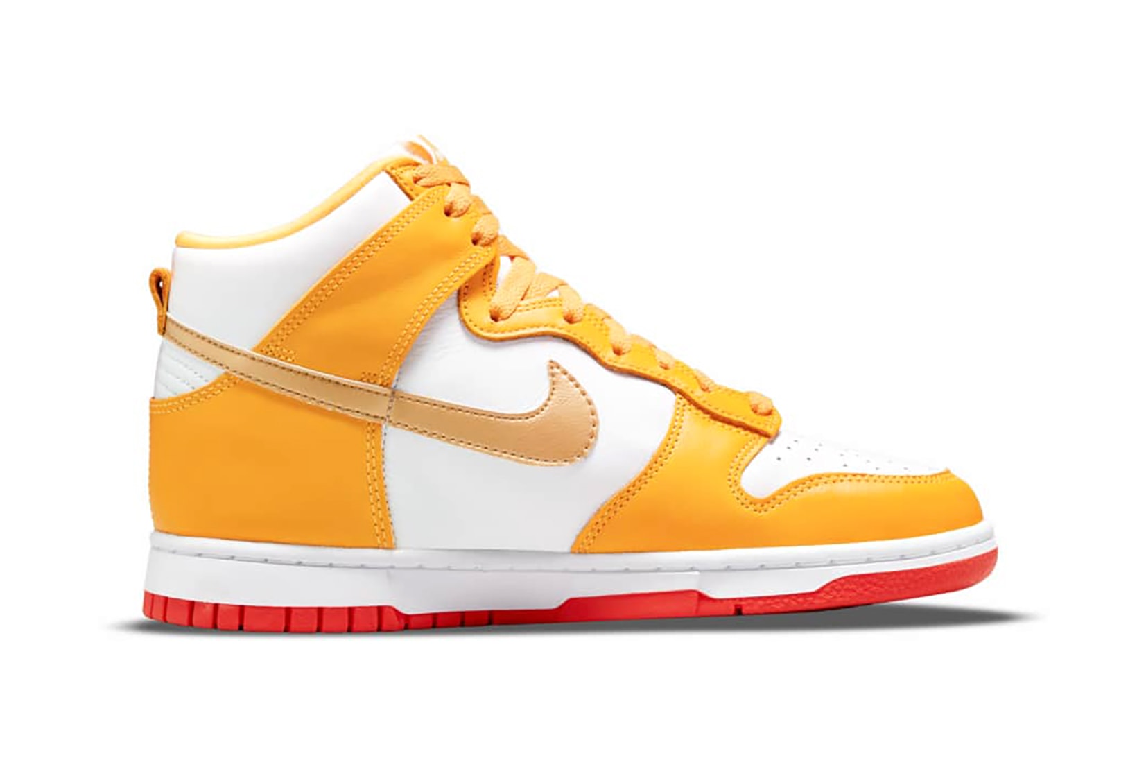 Nike Womens Dunk High University Gold Yellow White Sneakers Footwear Shoes Kicks Lateral