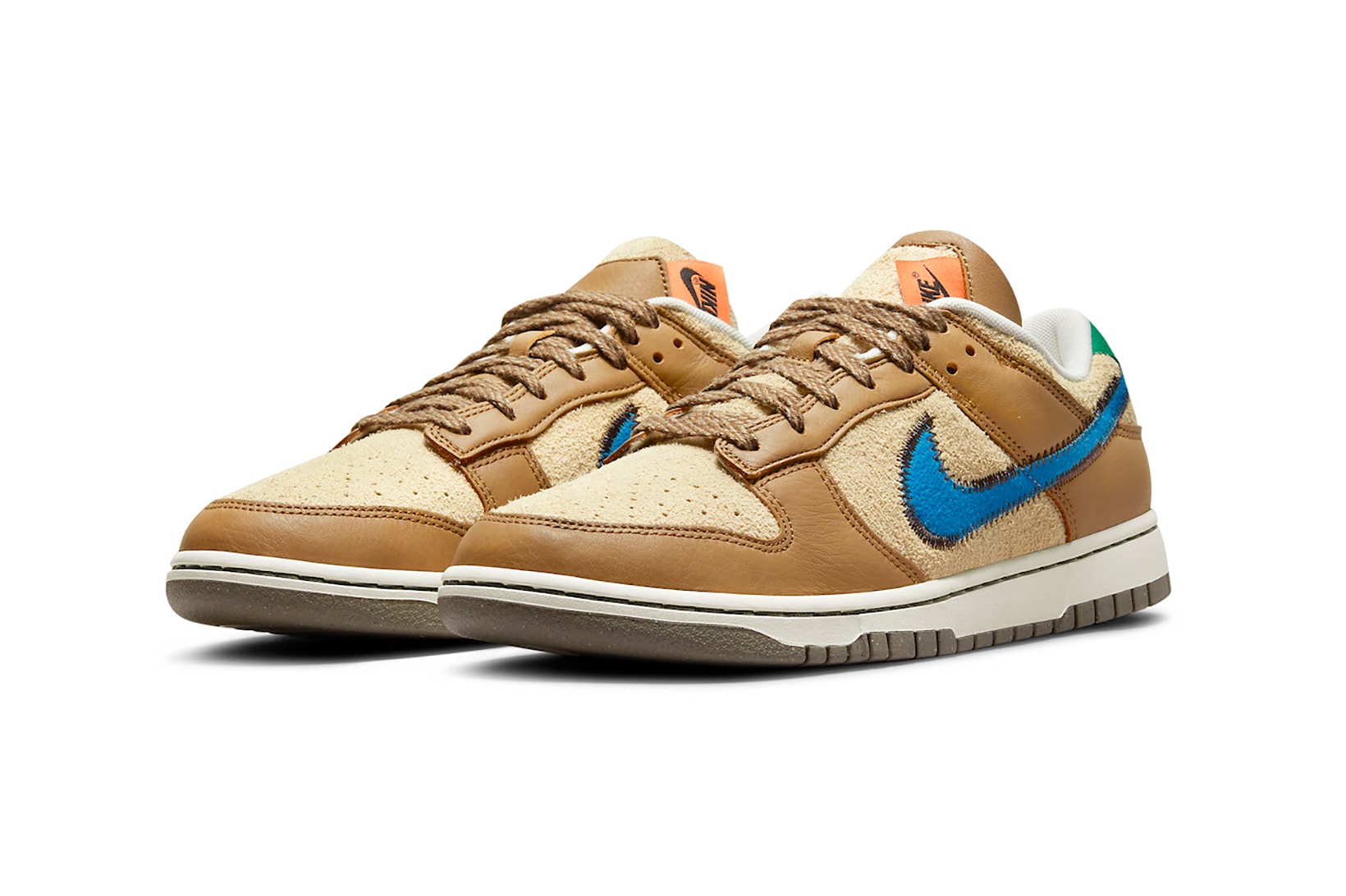 size? Nike Dunk Low Sneakers Brown Blue Green Orange Footwear Kicks Shoes Collaboration Lateral