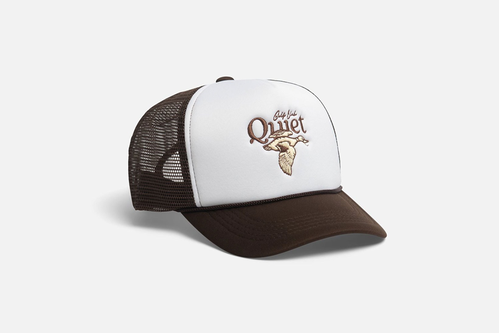 Quiet Golf Logo Trucker Hat Brown