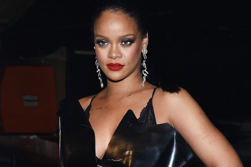 rihanna glam makeup red lipstick silver jewelry savage x fenty 