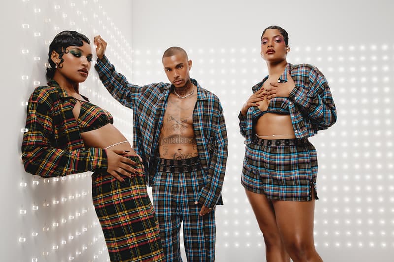 savage x fenty holiday collection tartan pajamas raw hem shirts tartan shorts