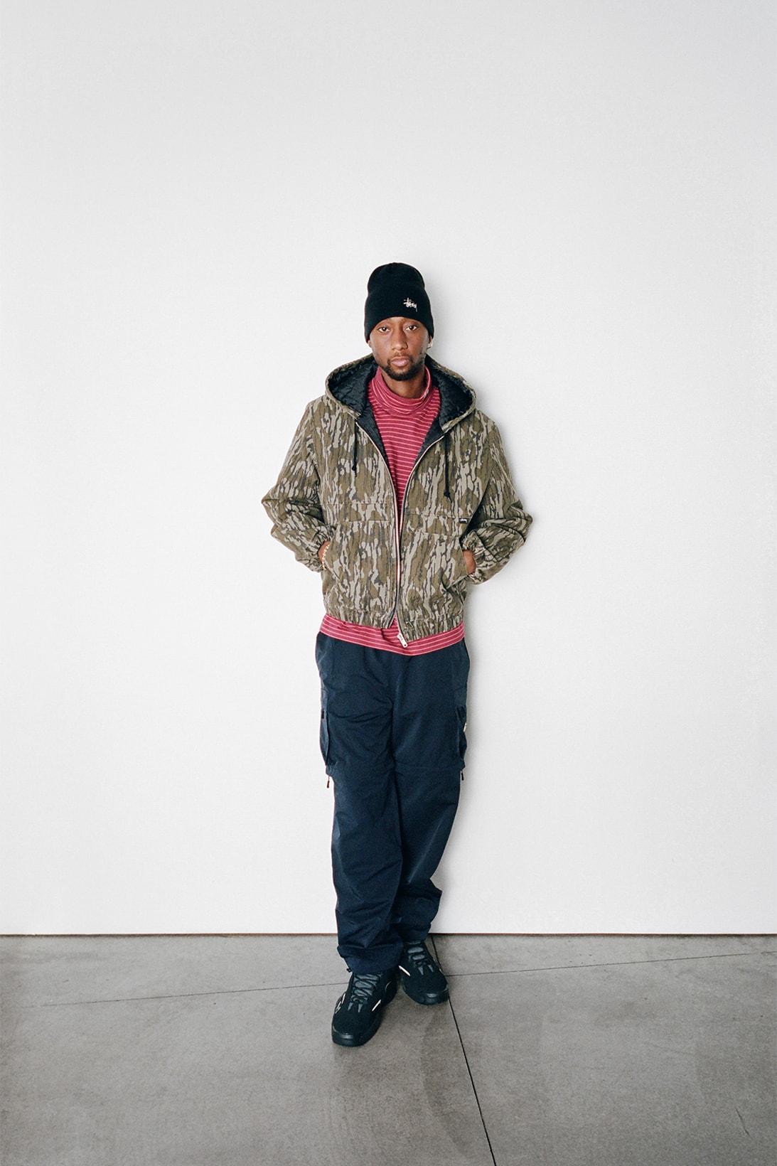 stussy holiday 2021 collection jacket sweater pants beanie