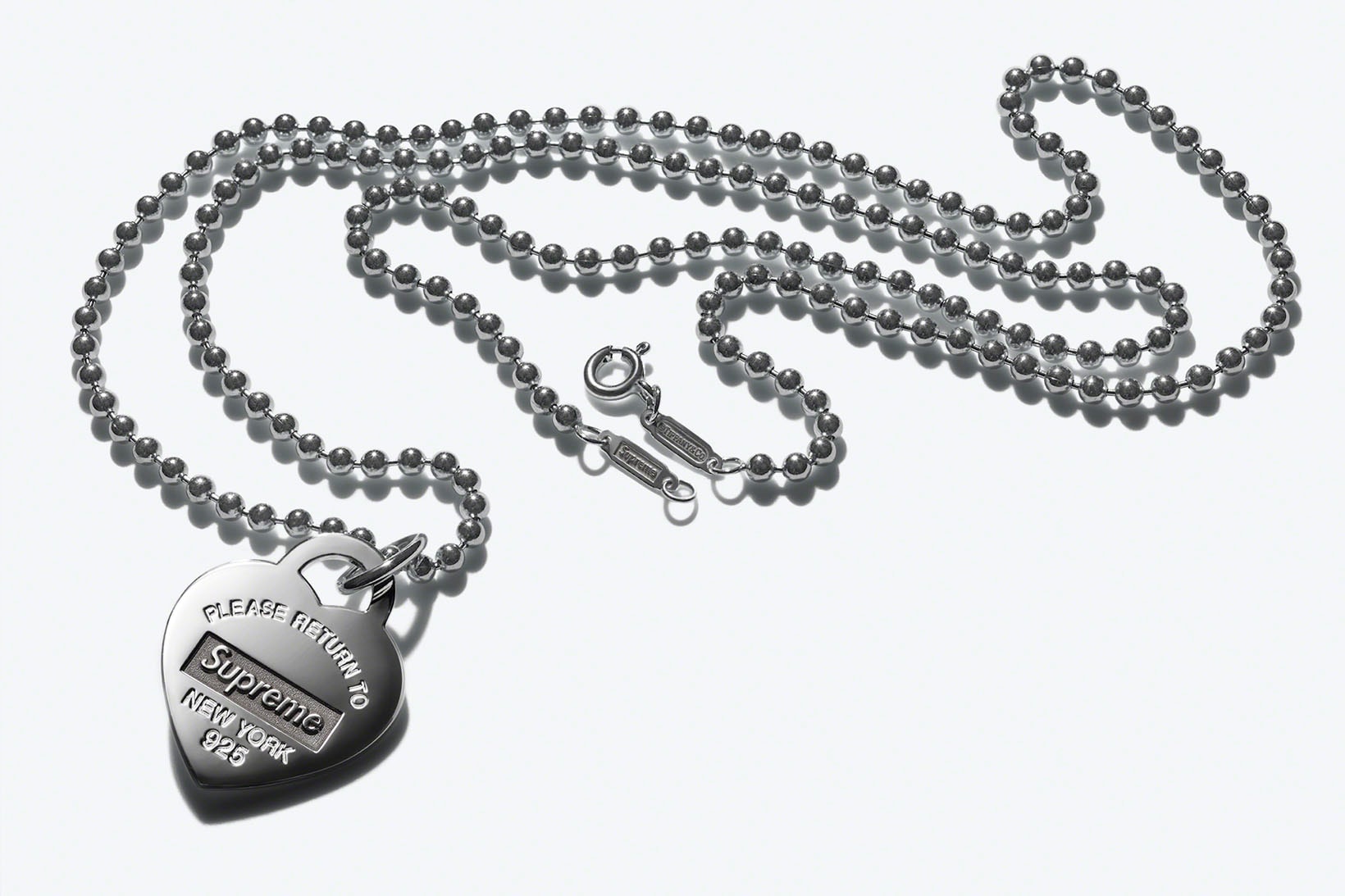 Supreme Tiffany & Co. Jewelry Collaboration Heart Tag Necklace