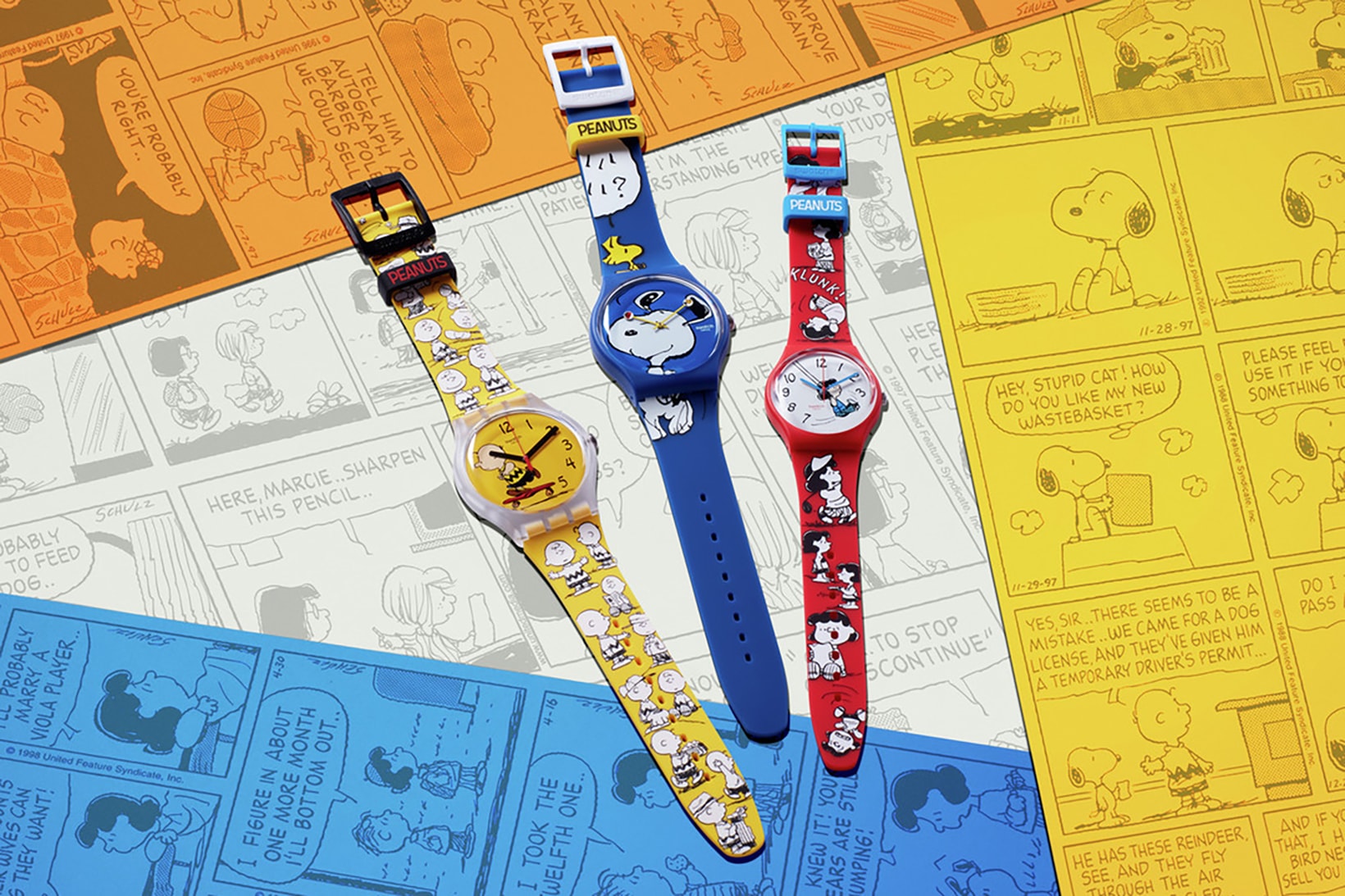 Peanuts Swatch Watch Timepieces Collection Collaboration Snoopy Charlie Brown Woodstock