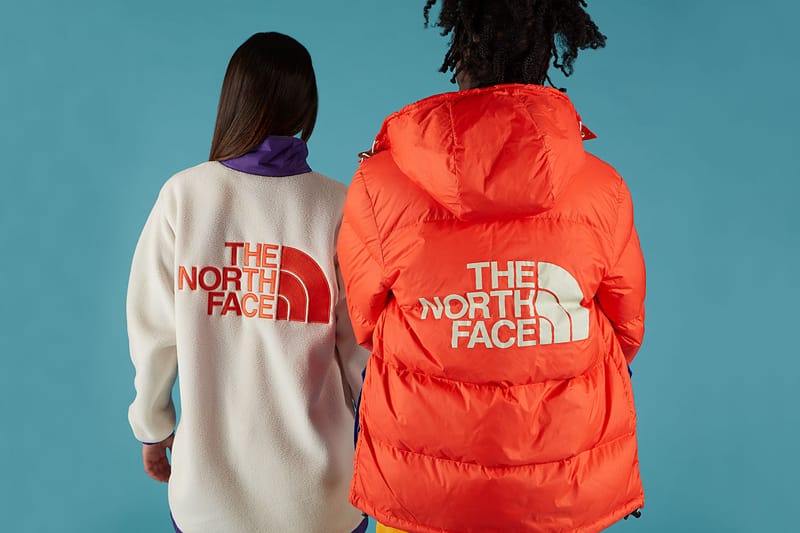 color block north face puffer