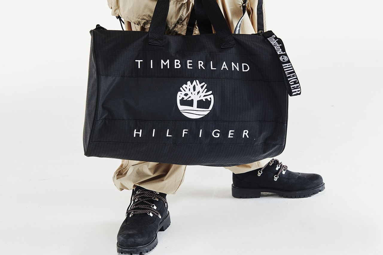 tommy hilfiger timberland drop 2 natural rubber leather hiking boots black tote bag