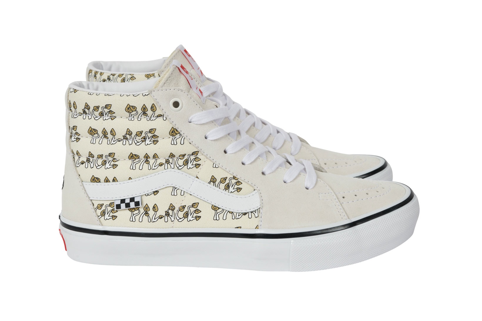 Palace Vans Sk8-Hi Shroom Collection Sneakers White Ivory Sides