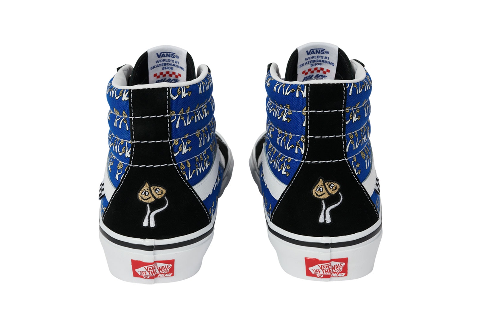 Palace Vans Sk8-Hi Shroom Collection Sneakers Blue Black Heel