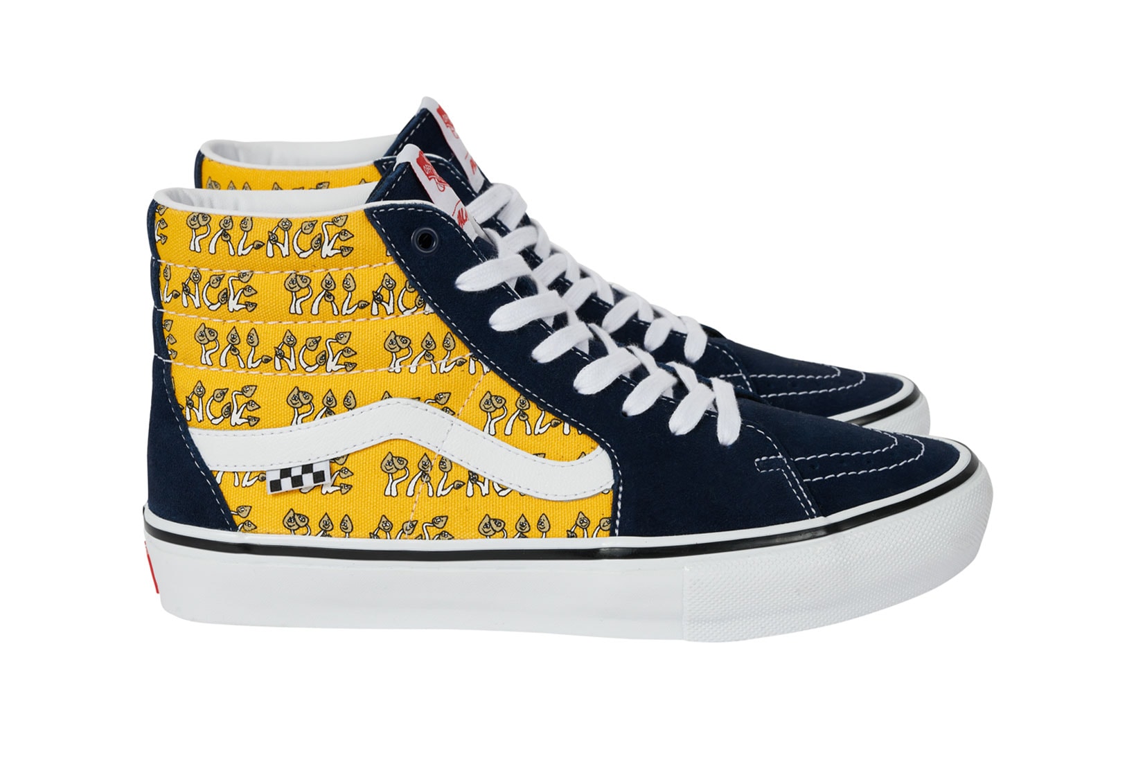 Palace Vans Sk8-Hi Shroom Collection Sneakers Navy Yellow Laterals