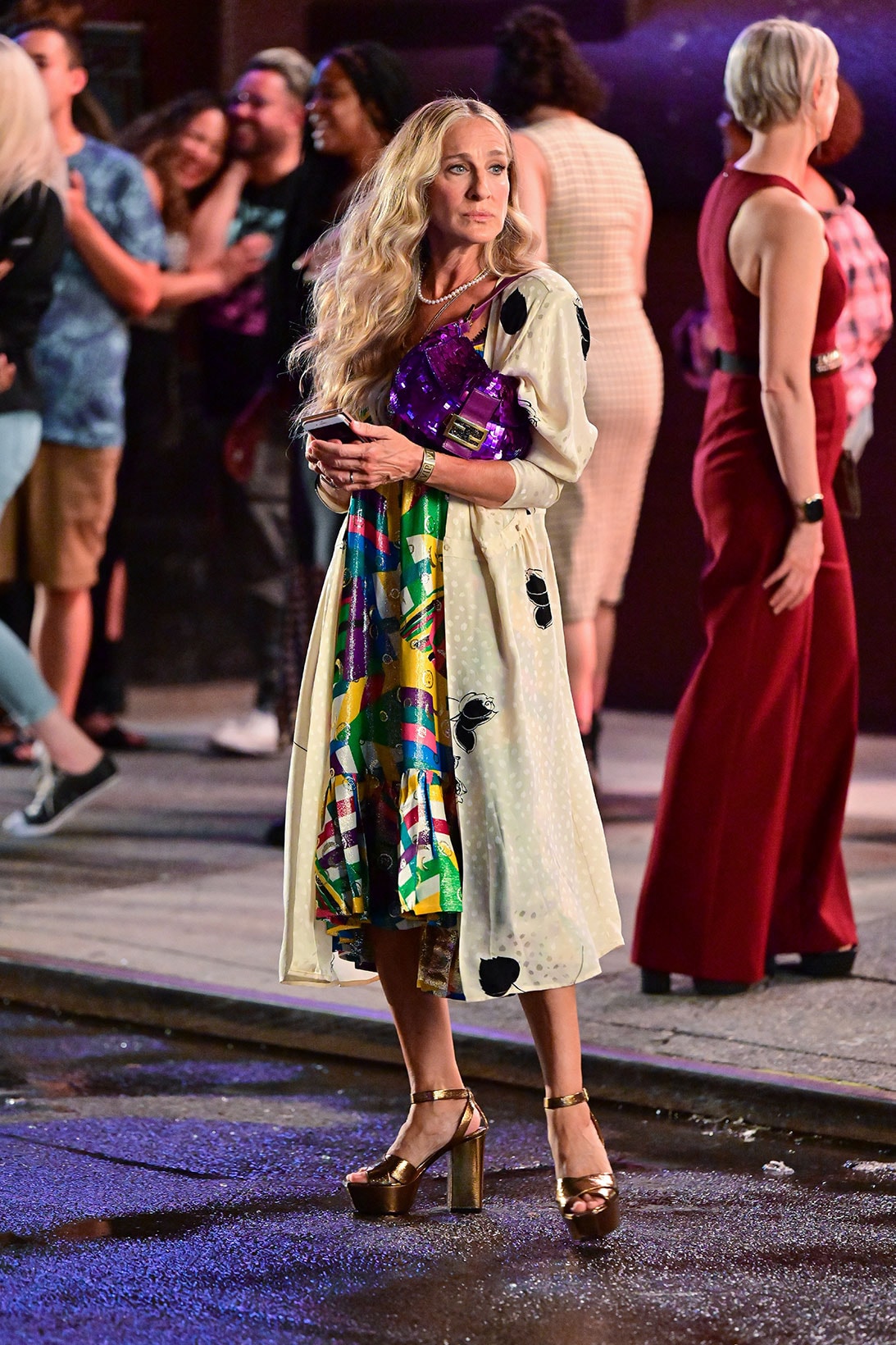 Fendi Rereleases Carrie Bradshaw Purple Sequin Baguette Bag Sex and the City 