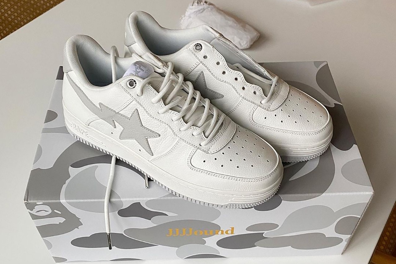 JJJJound BAPE STA White Gray Collaboration Sneakers Release Info