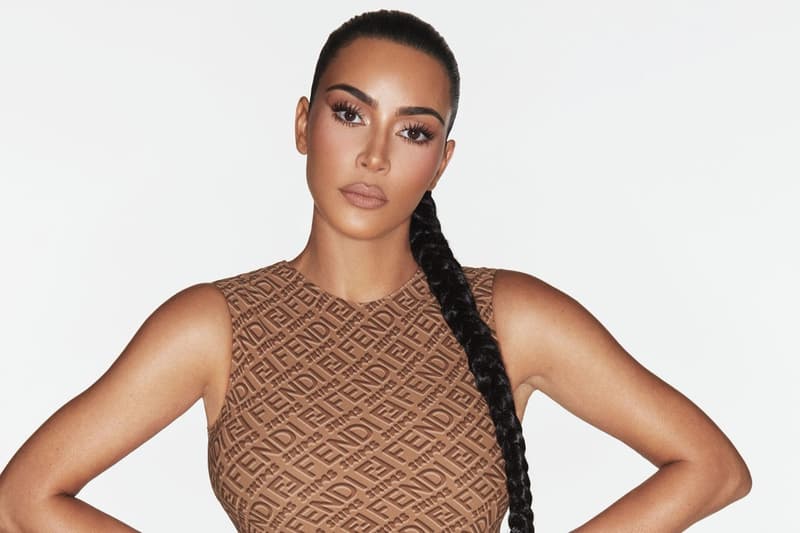 kim kardashian fendi x skims drop 2 final chance collab tan bodysuit braid