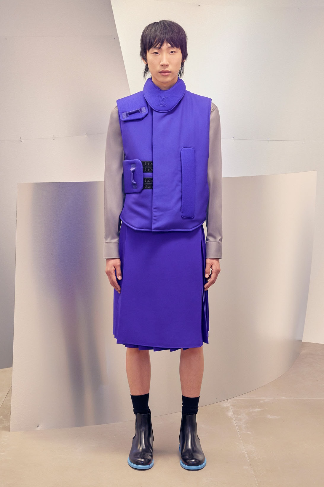 Louis Vuitton Men's Virgil Abloh Pre-Fall 2022 Collection Skirt Boots