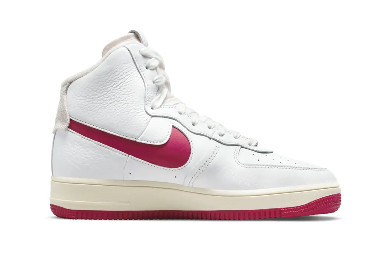 AF 1 High Sculpt Sneakers Side View with Red Swoosh