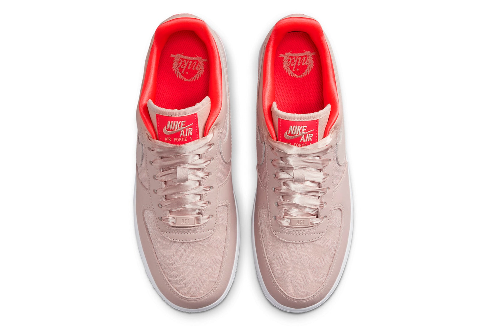 Nike Air Force 1 Low Satin Peach Beige Sneakers Release Info Top View