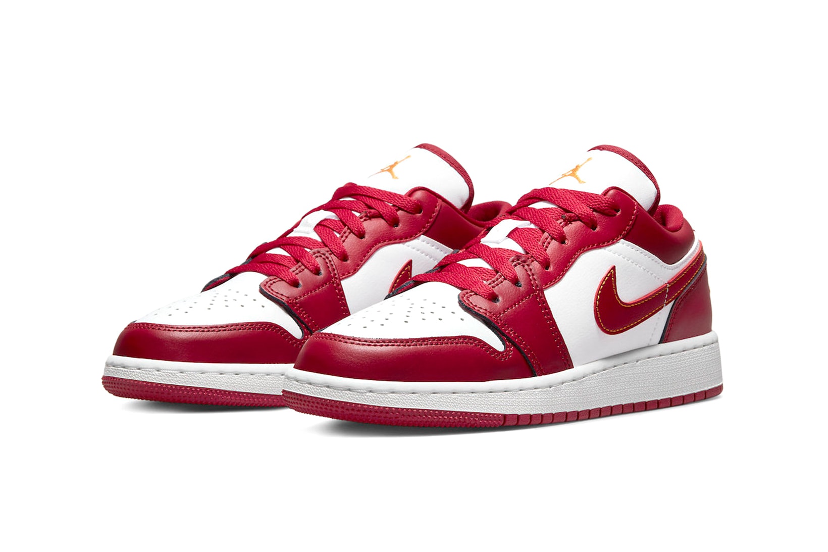 Nike Air Jordan 1 Low Sneakers Kids Cardinal Red Angled View