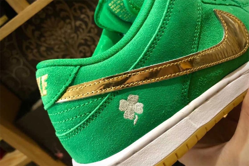 Nike SB Dunk Low Saint Patrick's Day Green Metallic Gold Details