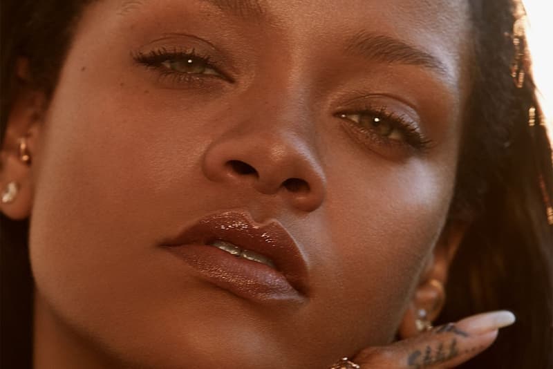 rihanna close-up bare face fenty skin pre-show glow