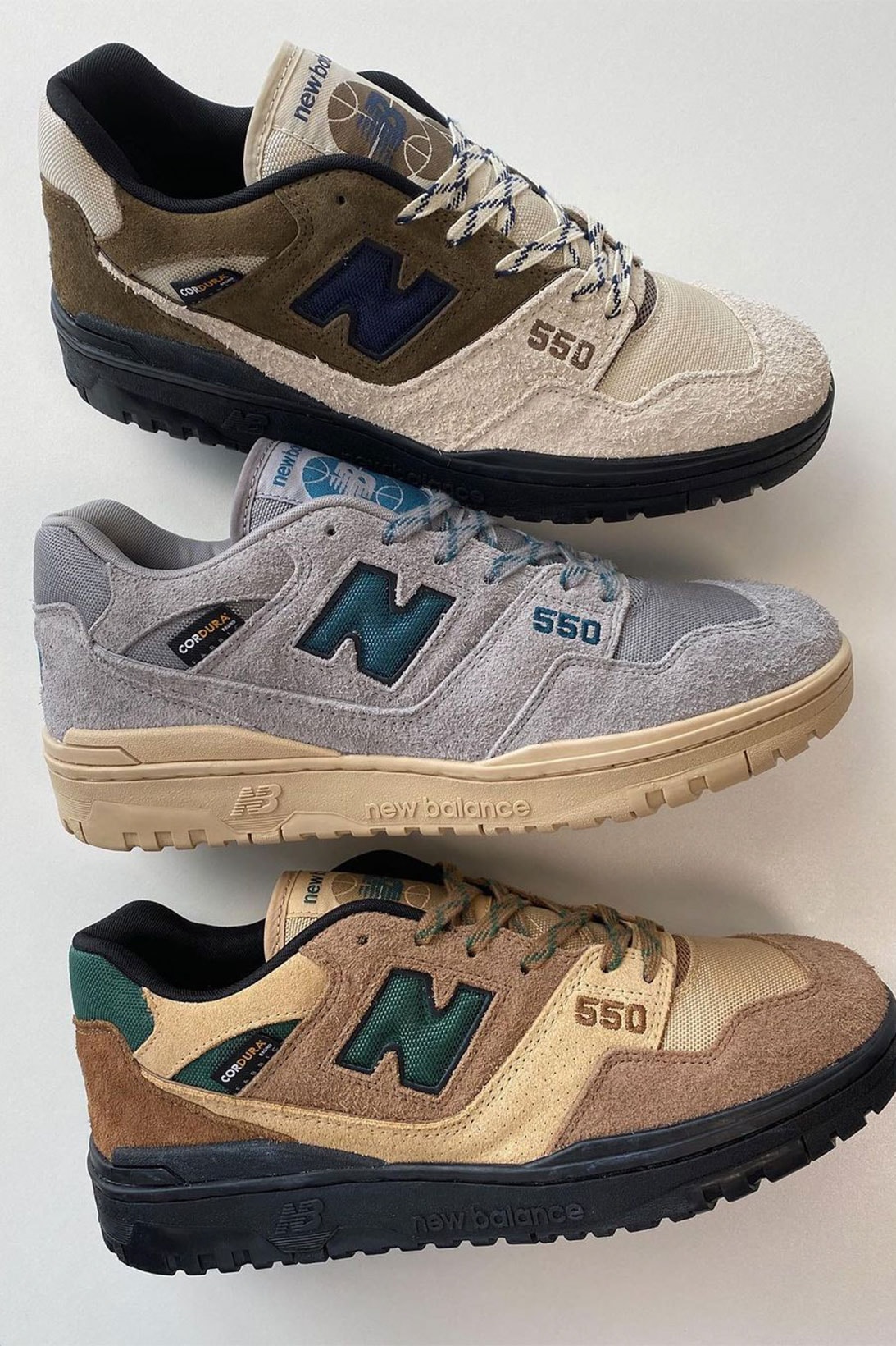 Size? New Balance 550 "Cordura Pack" Green Gray Brown Release Info