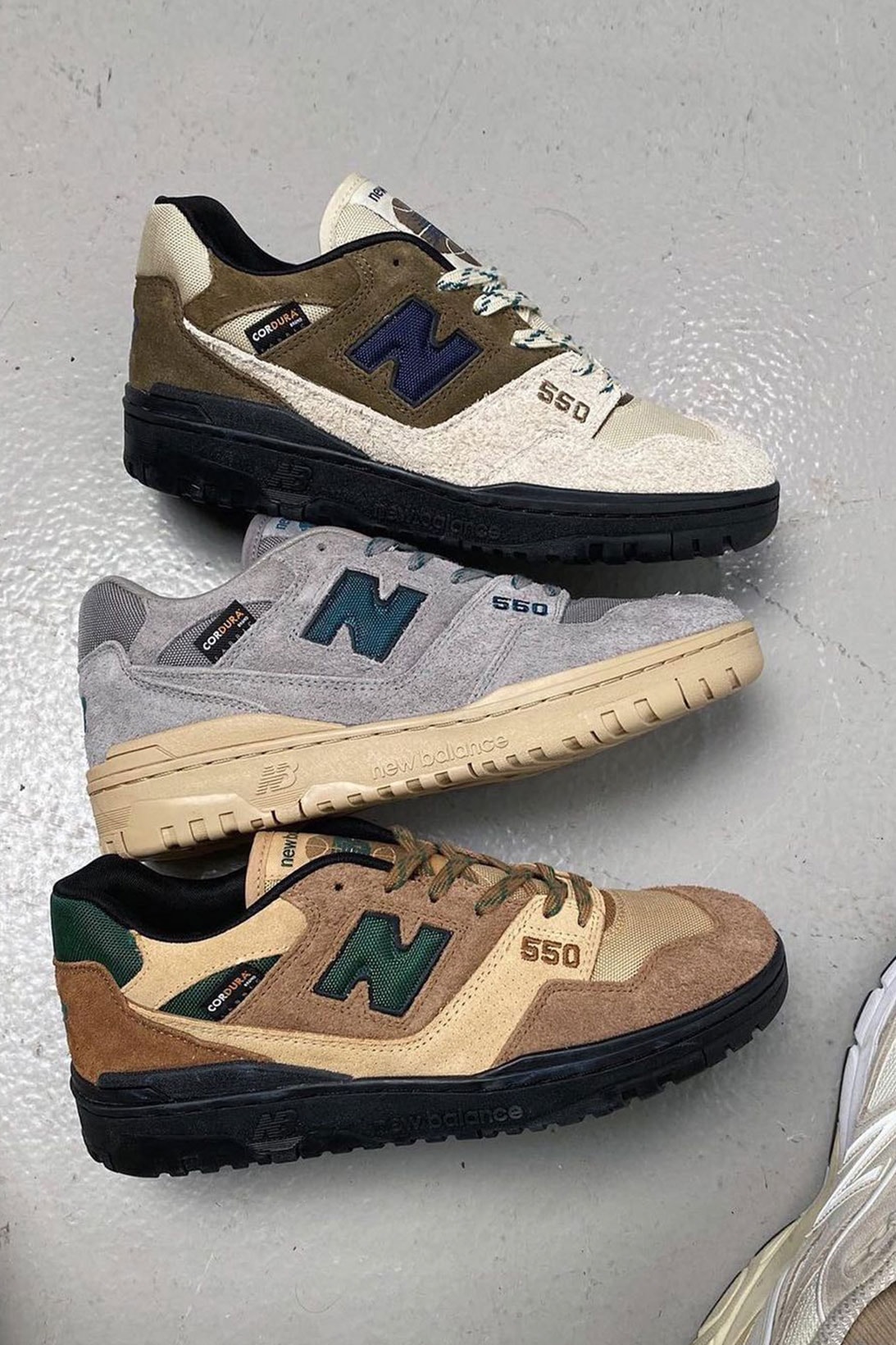Size? New Balance 550 "Cordura Pack" Green Gray Brown Release Info
