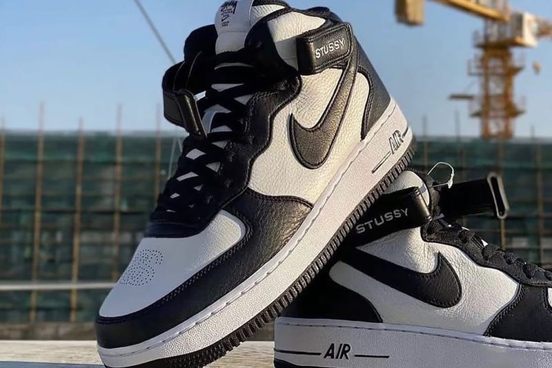 black and white mid air force ones