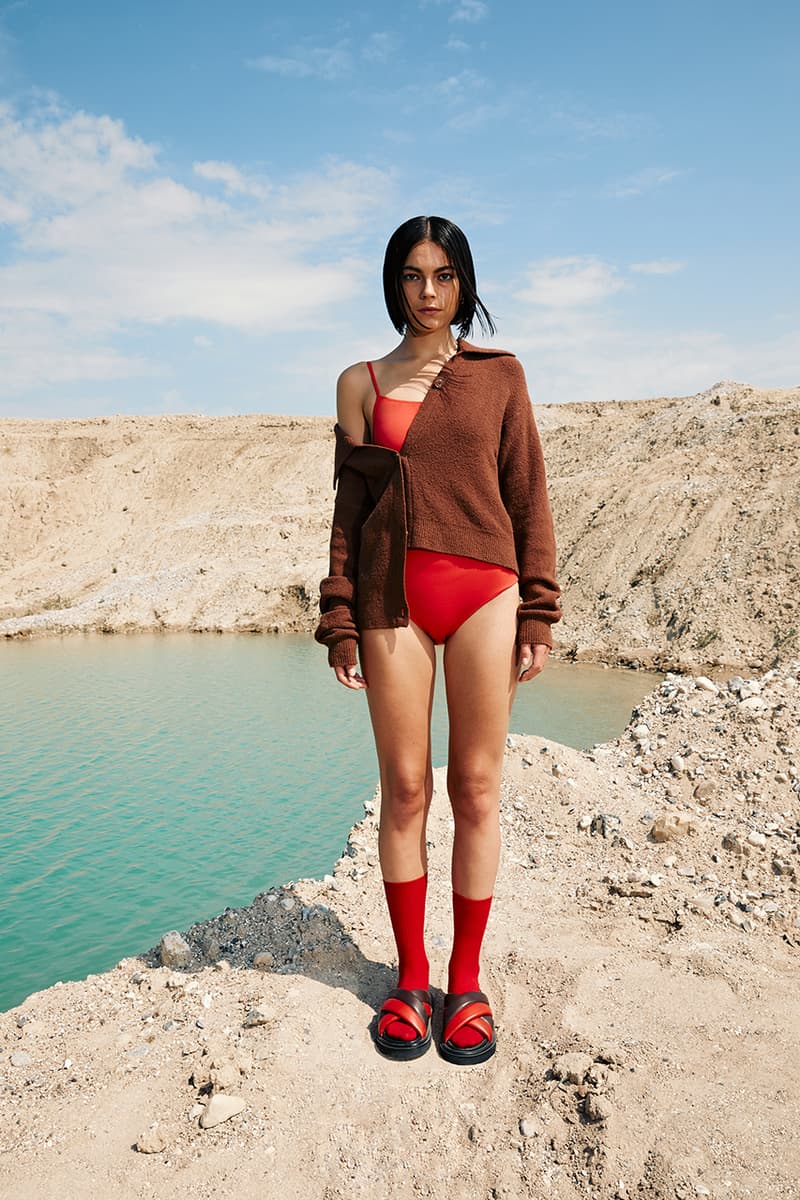 Samsøe & Samsøe brown cardigan red swimsuit