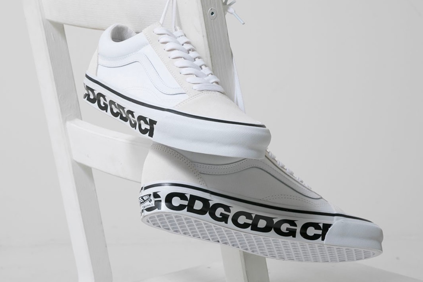 CDG Vans White Old Skool Collaboration Sneakers Footwear Kicks Shoes