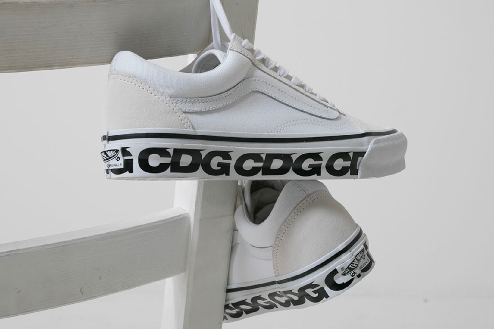 CDG Vans White Old Skool Collaboration Sneakers Footwear Kicks Shoes