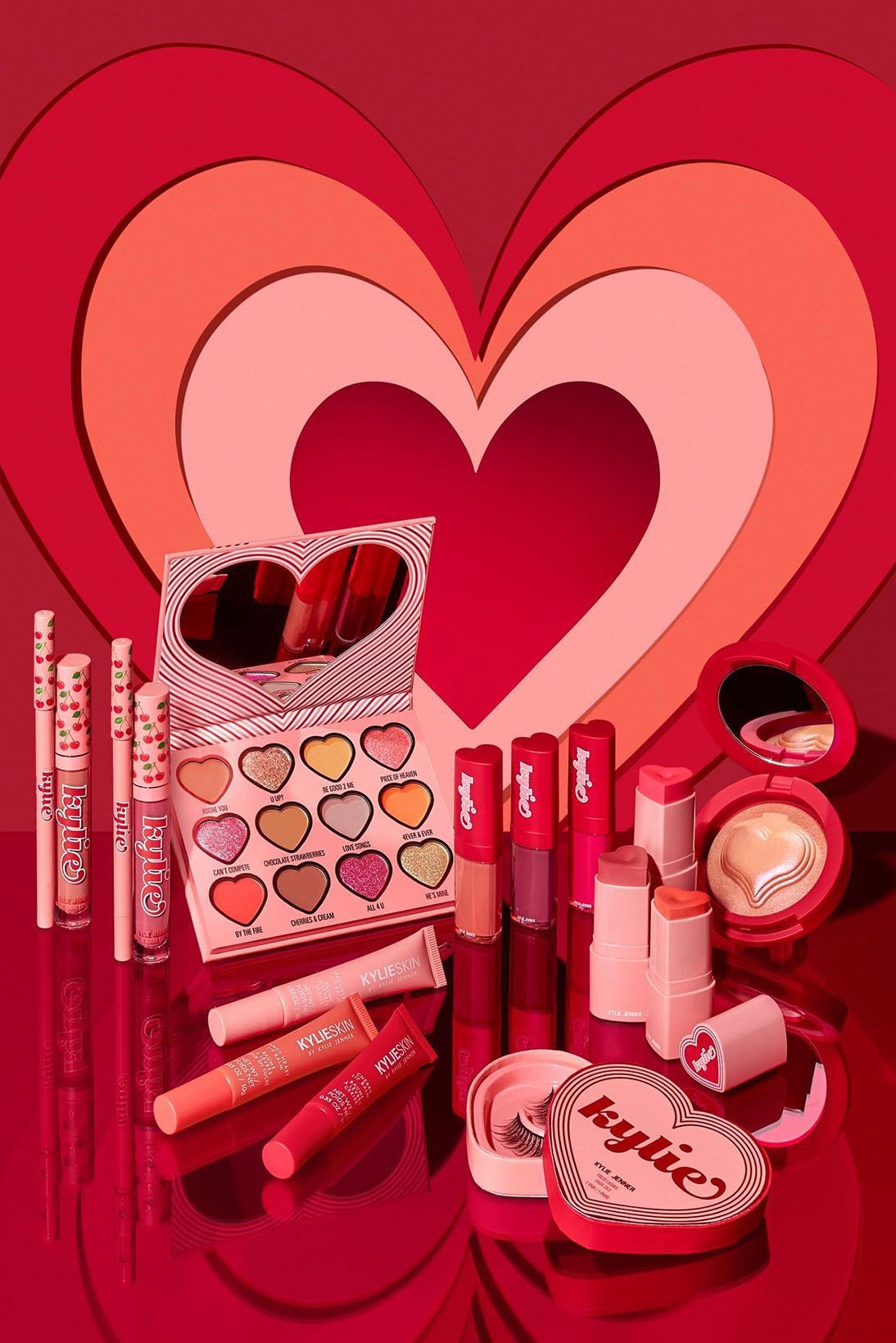 Kylie Jenner Cosmetics Valentines Day Collection Makeup Eyeshadow Palette Lip Kits Lipsticks Gloss Blush Highlighter