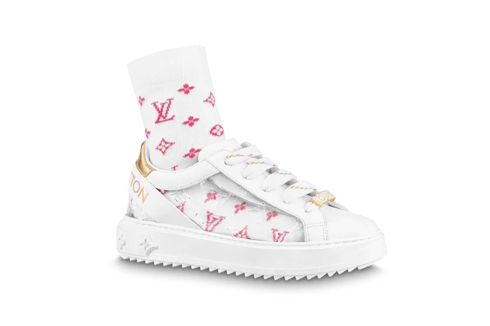 Louis Vuitton Sneaker Time Out Transparent White Pink Gold Socks Price