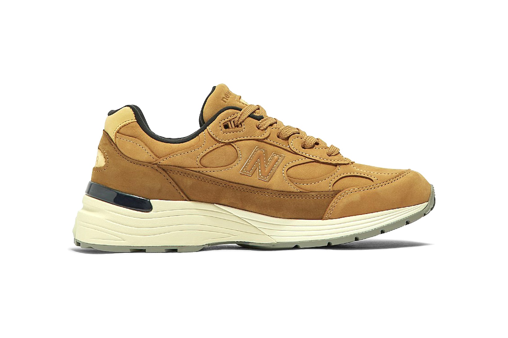 new balance 992 gold brown white sneakers footwear shoes kicks sneakerhead lateral