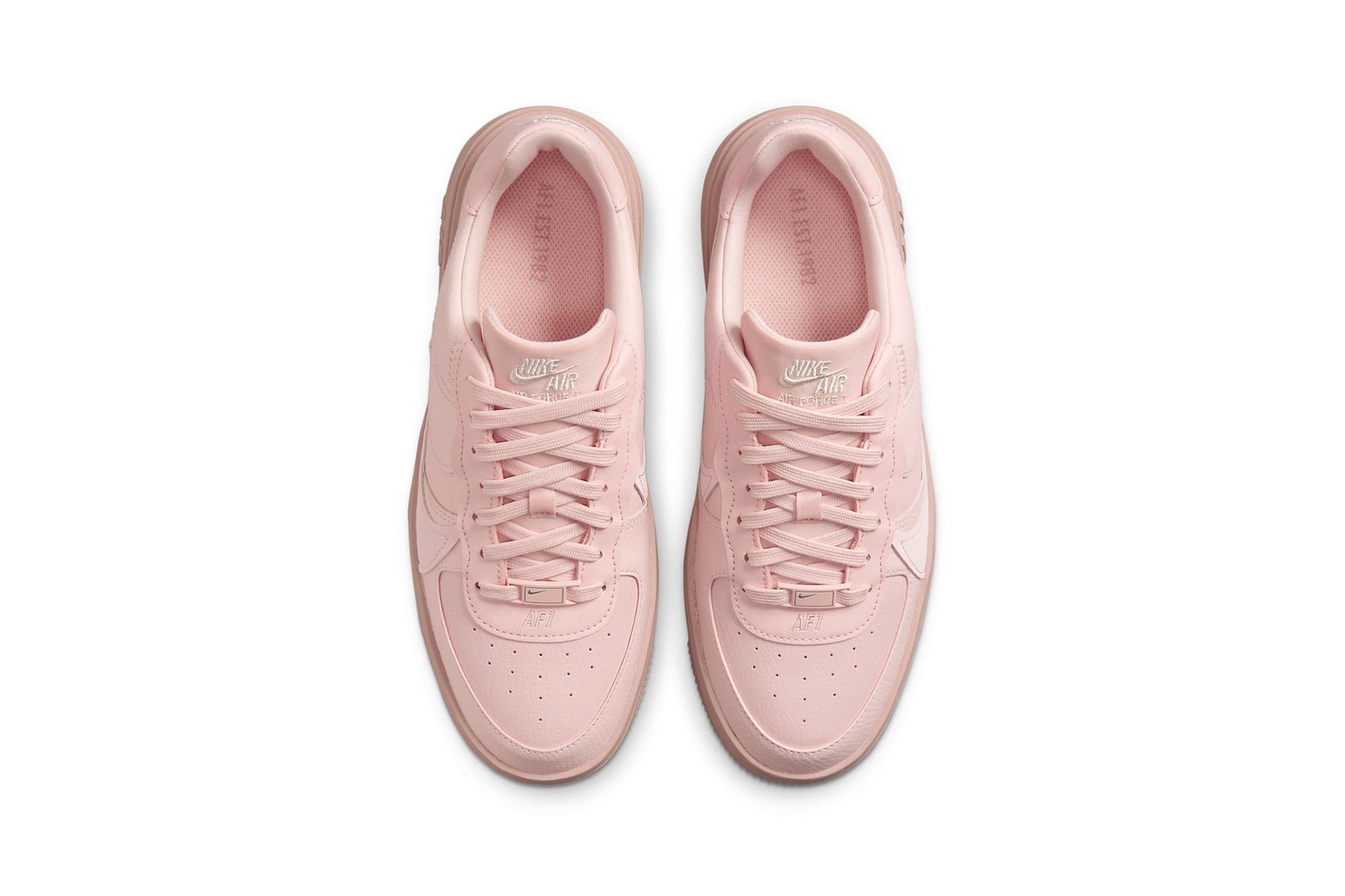 Nike Pink Air Force 1 PLT.AF.ORM Womens Sneakers Footwear Shoes Kicks Aerial Top View Insole