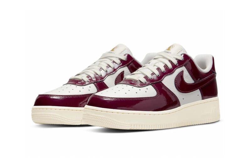 white and burgundy nike air force 1