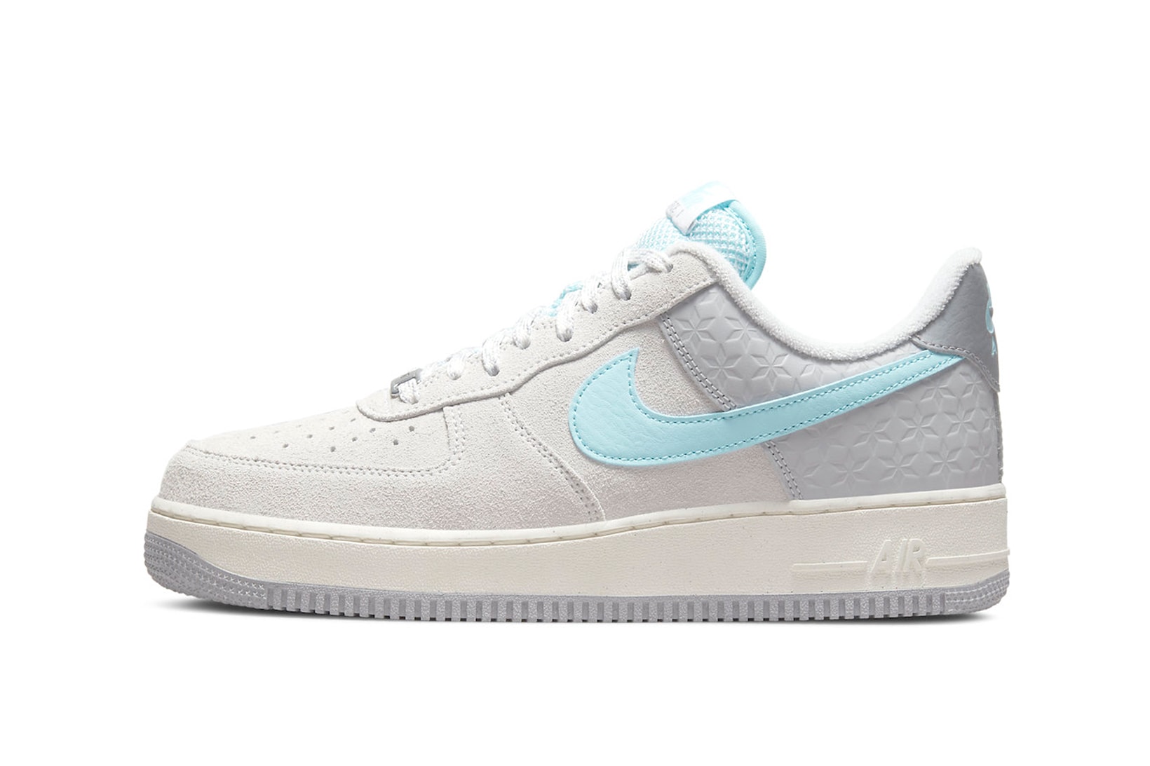 Nike Air Force 1 Low "Snowflake" Sneakers Blue White Gray Medial View
