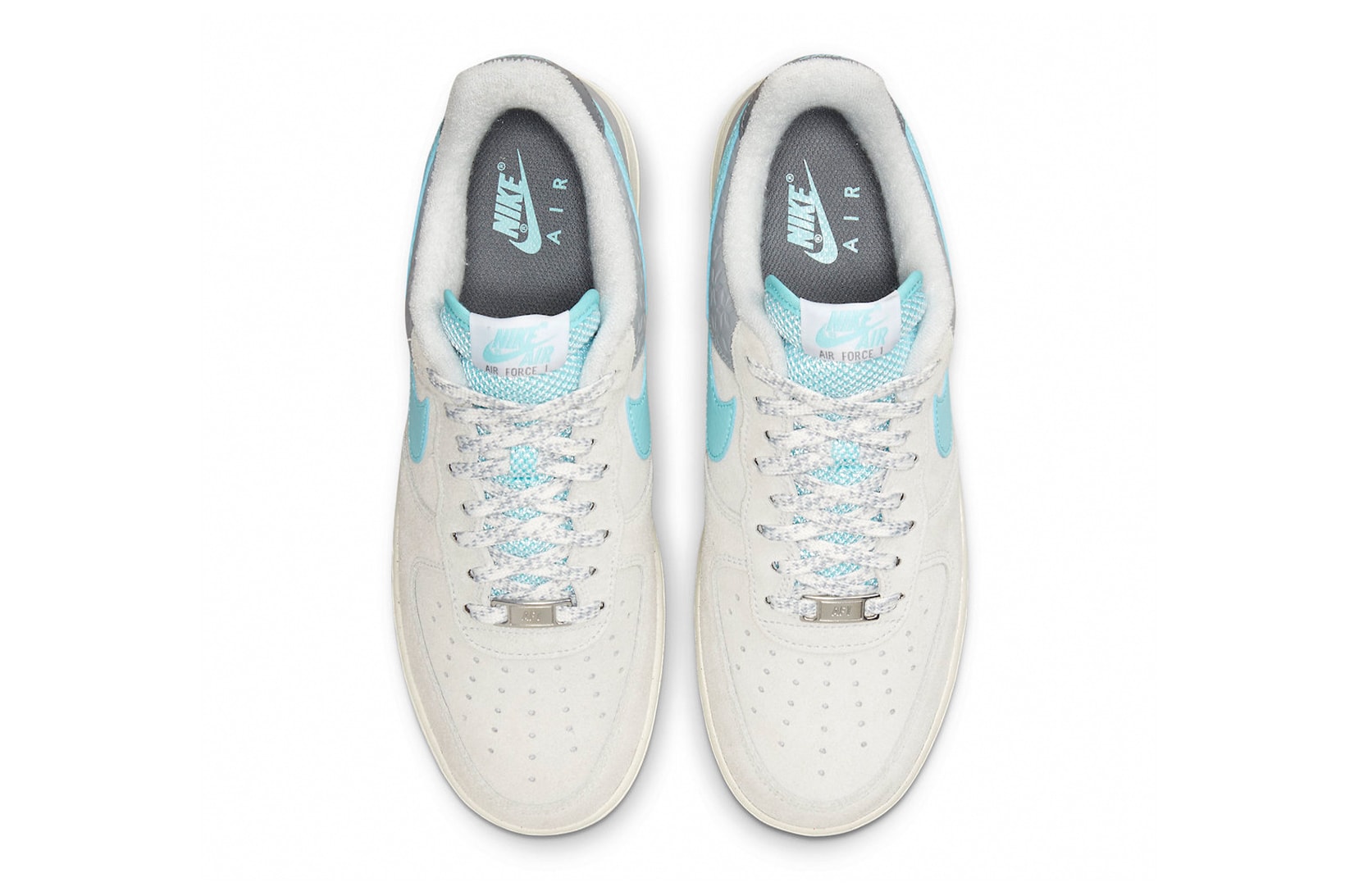 Nike Air Force 1 Low "Snowflake" Sneakers Blue White Gray Vamp Insoles