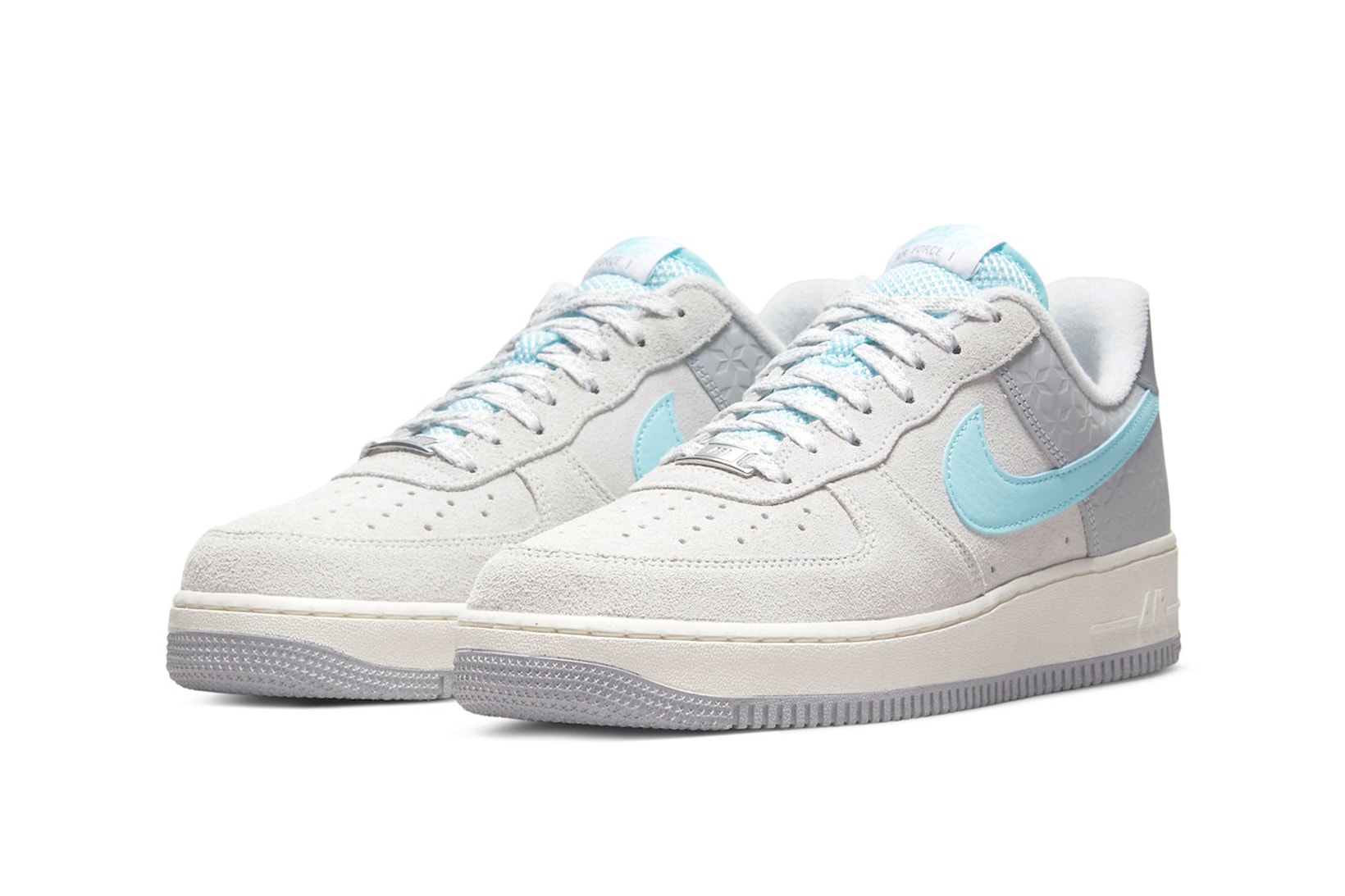 Nike Air Force 1 Low "Snowflake" Sneakers Blue White Gray Side View