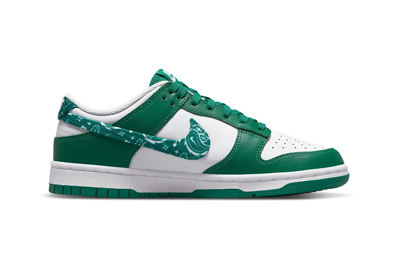 Nike Dunk Low Green Paisley Sneakers Later View 2