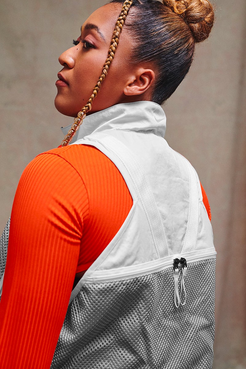 nike naomi osaka apparel collection 3 orange cropped turtleneck cropped gray vest