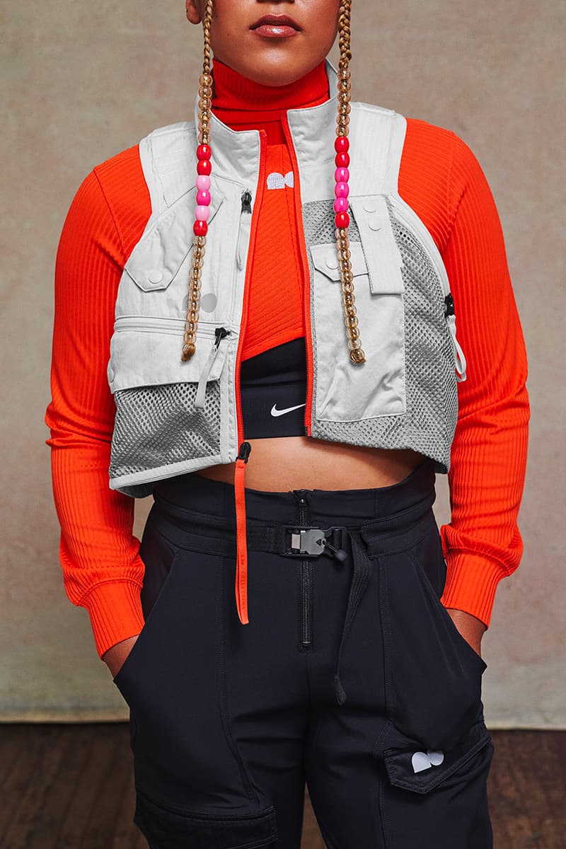 nike naomi osaka apparel collection 3 orange cropped turtleneck cropped gray vest tennis pants with buckle