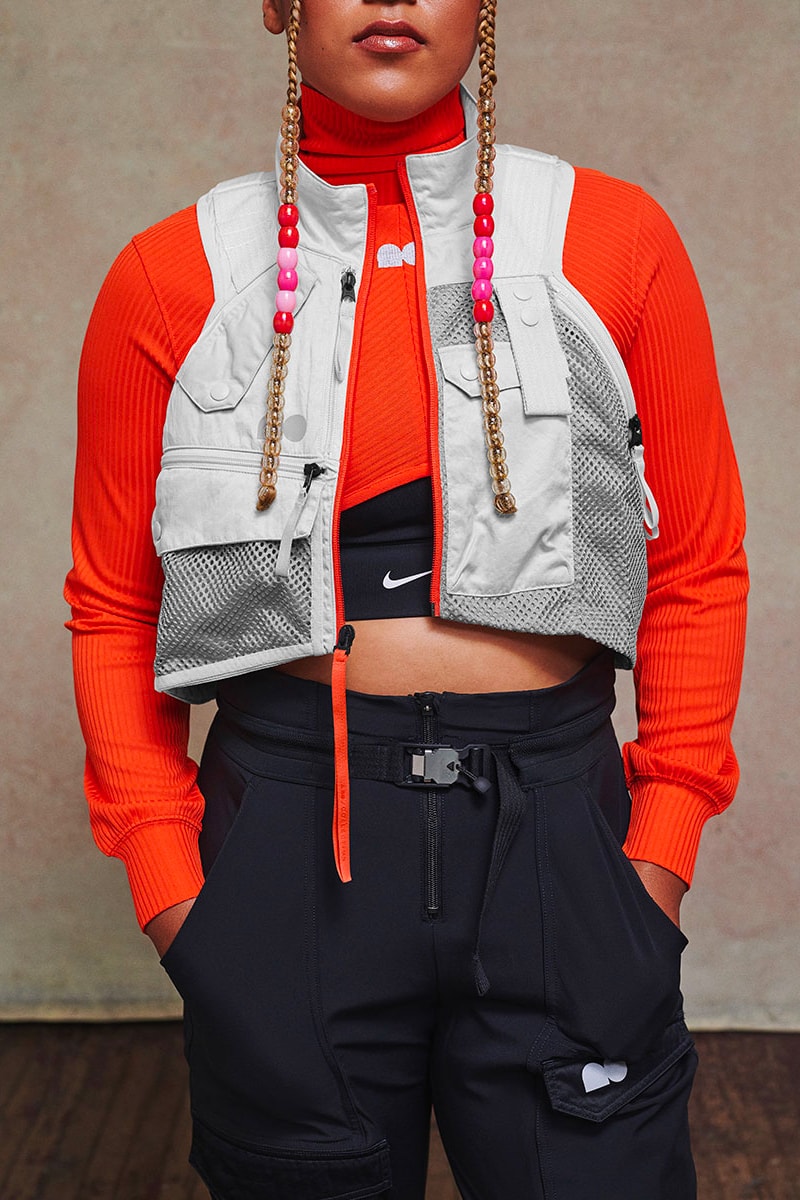 nike naomi osaka apparel collection 3 orange cropped turtleneck cropped gray vest tennis pants with buckle