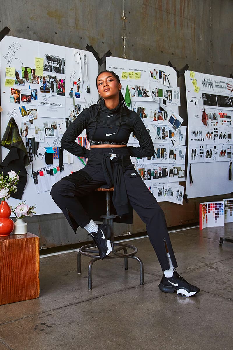 nike naomi osaka apparel collection 3 black cropped bolero turtleneck sports bra black tennis pants with front slit