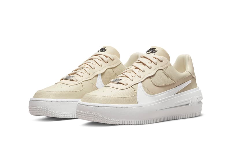 Nike Air Force 1 PLT.AF.ORM Fossil Sneakers White Black Silver Tab Branding