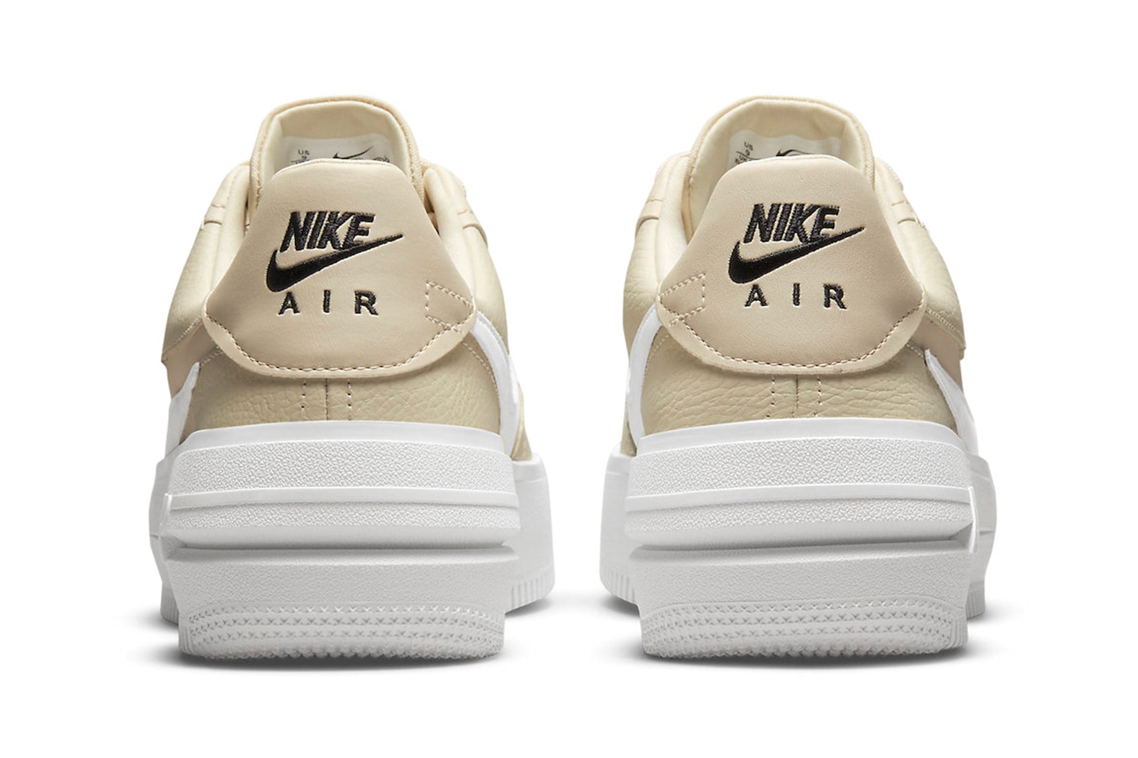 Nike Air Force 1 PLT.AF.ORM Fossil Sneakers White Black Heel Details